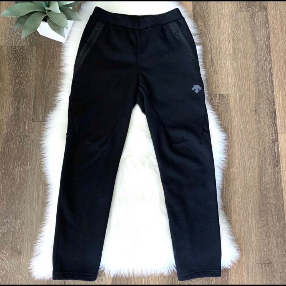 Descente Logo Black Fleece Joggers Size 30